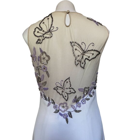 Jovani Y2K Vintage Embellished Cream Maxi Dress Formal Gown Butterfly Whimsical - Picture 4 of 11